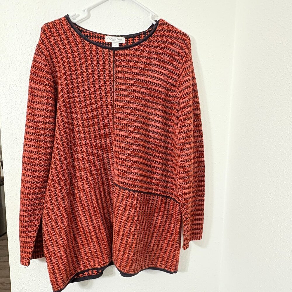 Coldwater Creek Sweater Knitted Long Sleeve Scoop Neckline Size PXL Orange